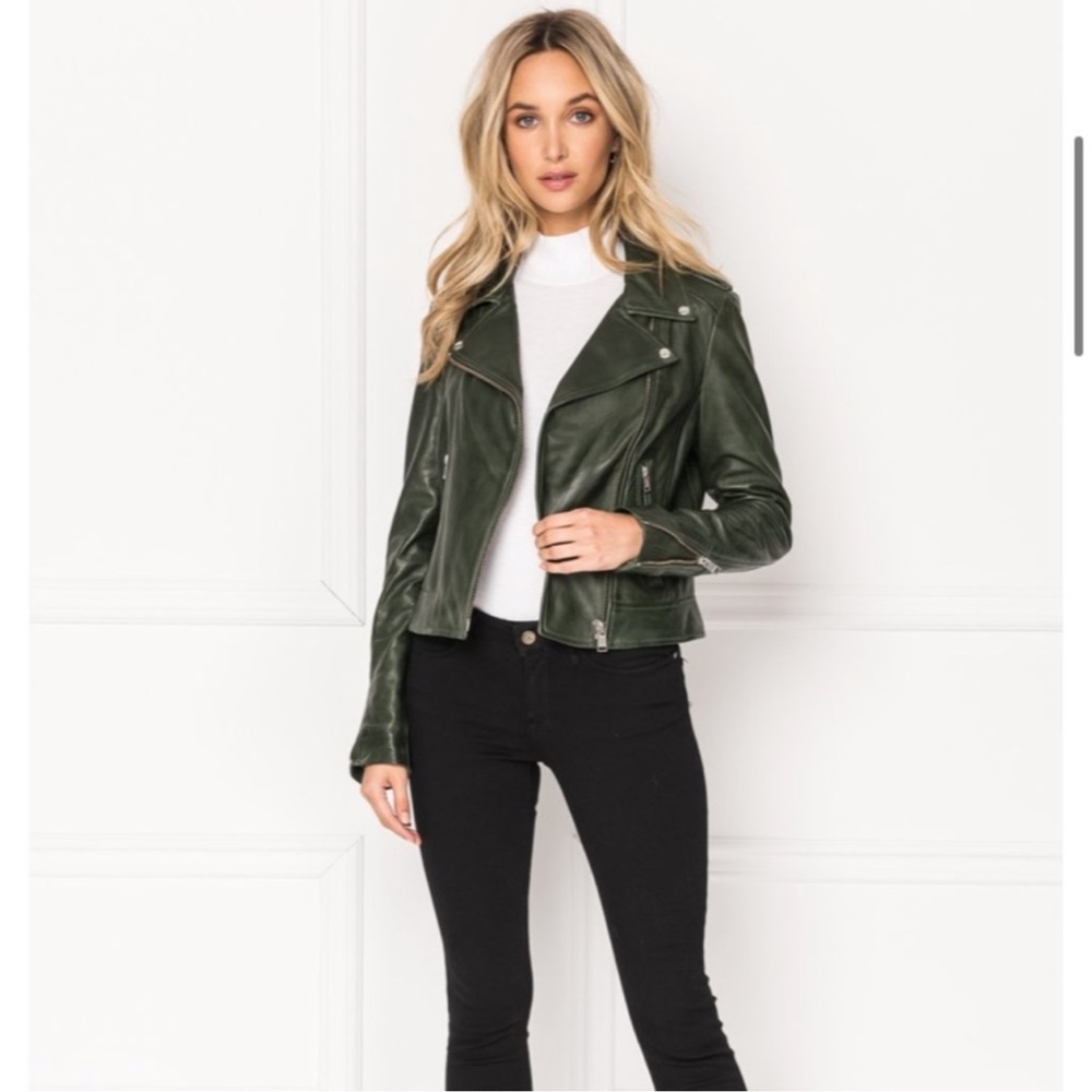 Lamarque Faux leather green jacket size XS